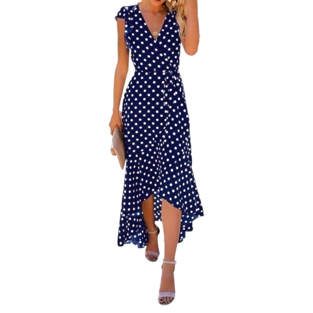 Grecelle Wrap Dress - Navy with White Polka Dots - NWT - Picture 3 of 6
